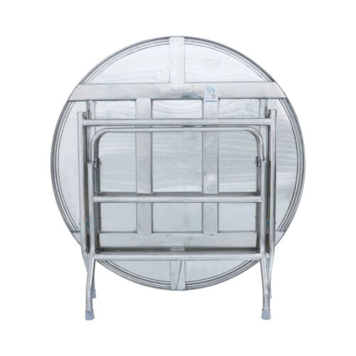 Combo Bàn inox DELI 1m2 cạnh vuông + 10 Ghế sắt sườn trắng DELI Bamboo inox chính hãng tại Cần Thơ