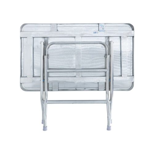 Combo Bàn inox DELI 700 x 1200 (mm) + 4 Ghế xếp nhựa 8 nan inox inox chính hãng tại Cần Thơ