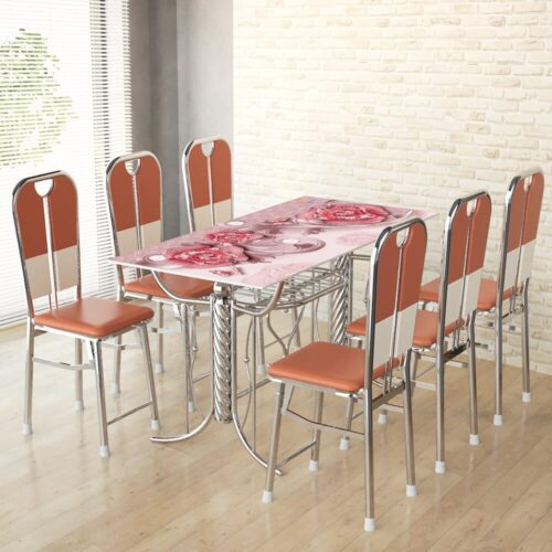 Combo Mặt kiếng Felix in 4D – Chân Mickey inox 1m6 + 6 Ghế xếp nệm inox DONA Cali phi 32