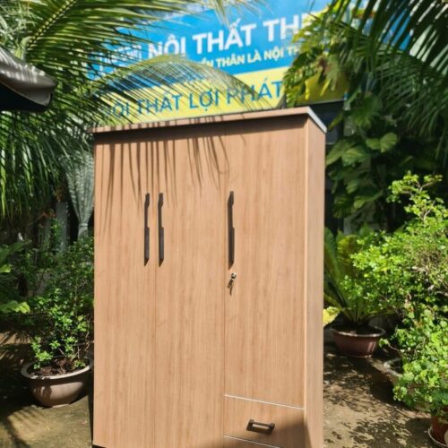Tủ Áo Nhựa 1.25x1,85 vân gỗ - nội thất giá xưởng Cần Thơ, thiết kế theo yêu cầu